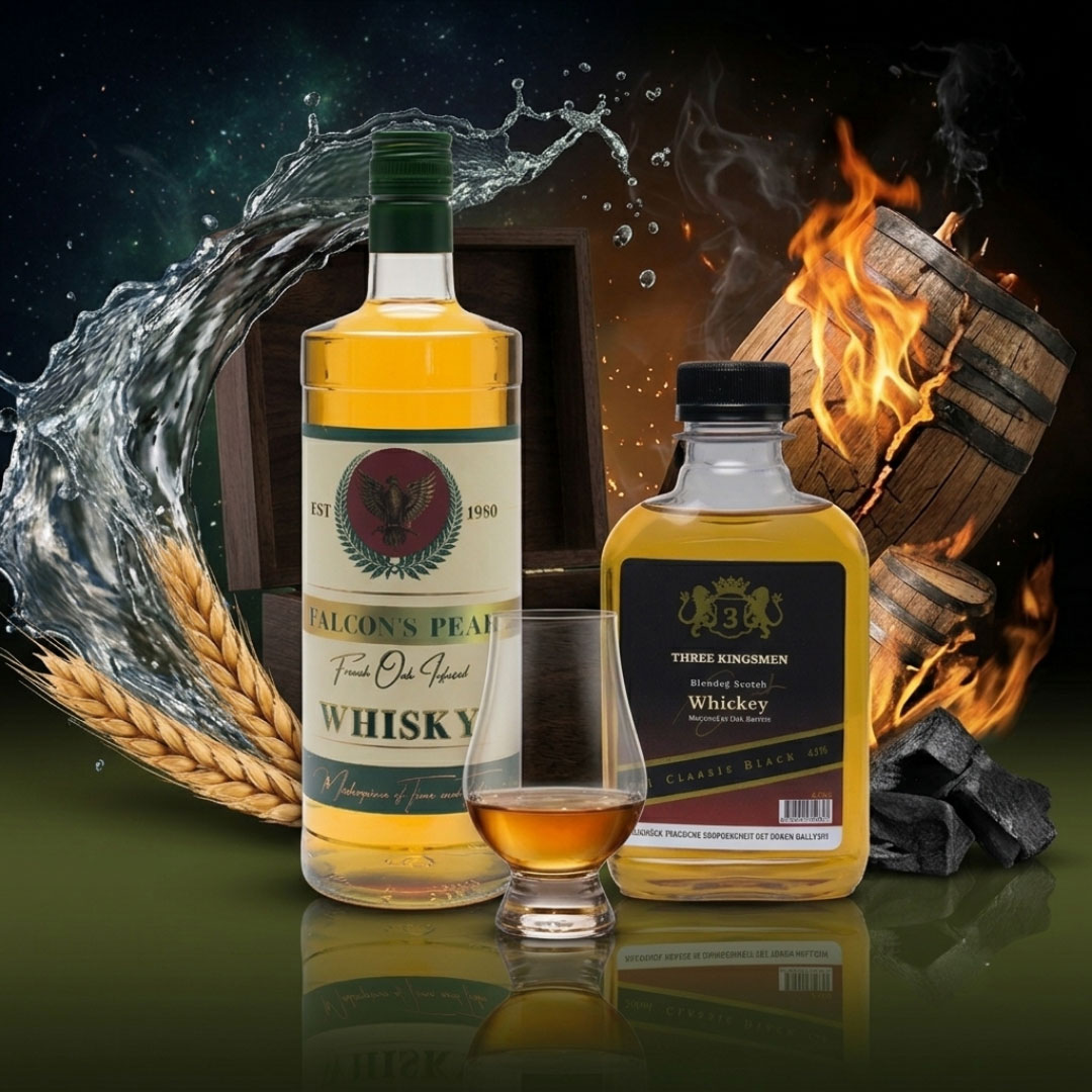 Falcon's Peak and Three Kingsmen whisky